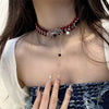 Image of Vintage Red Spider Web Plush Clavicle Chain Shopping