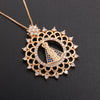 Image of Fashionable Golden Hollow Copper-plated Gold Inlaid Zircon Lace Pendant Religious Necklace Ornament Accessories Shopping