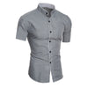 Image of Men's Pure Color Simple Casual Korean-style Slim-fit Short-sleeved Shirt Shopping