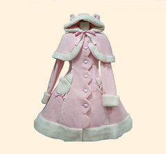 Autumn And Winter Hooded Rabbit Ear Cape Cape Large Skirt Coat Shopping