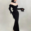 Image of Long Sleeve Off Shoulder High Waist Sheath Dress Shopping