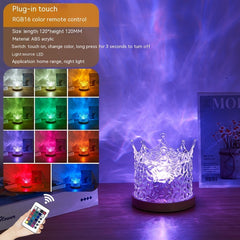 LED Water Ripple Ambient Night Light USB Rotating Projection Crystal Table Lamp RGB Dimmable Home Decoration 16 Color Gifts Shopping