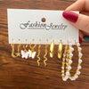 Image of Simple Temperament Dripping Butterfly Snake Pearl Earrings 5-piece Set Shopping