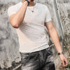 Image of Men's Gold Velvet Ice Silk Cut-out Breathable Short Sleeve Round Neck T-shirt Shopping