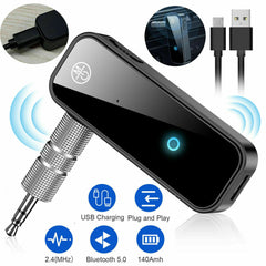 Bluetooth 5.0 2in1 Transmitter Receiver Car Wireless Audio Adapter USB 3.5mm Aux Shopping