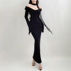 Long Sleeve Off Shoulder High Waist Sheath Dress Shopping