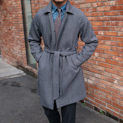 Men's Herringbone Wool Slim Fit Mid Length Coat Shopping