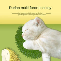 Durian Cat Brush, Dog Cat Self Groomer, Wall Corner Scratcher Massage Combs Durian Shape Molars Eat Slowly Toys Multifunctional Scratch Massager Tool Pets Clean Teeth Healthy Toys Shopping