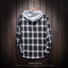 Image of Hooded Plaid Shirt Loose Plus Size Casual Coat Shopping