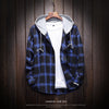 Image of Hooded Plaid Shirt Loose Plus Size Casual Coat Shopping