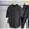 Image of Men's Loose Comfortable Striped Short-sleeved Shirt Shopping