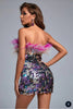 Image of Gradient Sequin Gorgeous Feather Tube Top Extra Short Dress Shopping