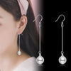 Image of Pearl Shell Pearl Stud Earrings Silver Plated Tassel Jewelry Long Earrings Shopping