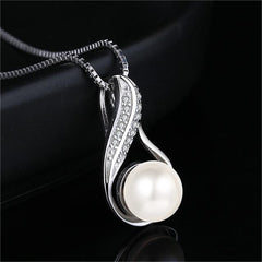 Women's Pearl Pendant Necklace S925 Sterling Silver Young Girl Style Shopping