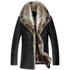 Men's Fur Coat Leather Coat Medium Length Shopping