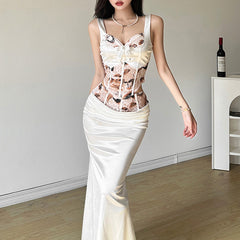 Slim-fitting Suspenders Vest Fashion High Waist Skirt Suit