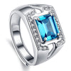 Image of S925 Silver Inlaid Zircon Men's Ring Shopping