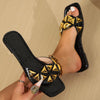 Image of Plus Size Women's Slippers Outdoor All-matching Studded Square Toe Flat Bottom Sandals Shopping