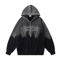 Inkjet Gradient Letter Hooded Jacket Men Shopping