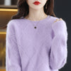 Image of Hollow Round Neck Mink Sweater Women Shopping