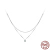 Image of High-grade Shining Double-layer Clavicle Chain Light Luxury Temperament V-neck S925 Sterling Silver Shopping