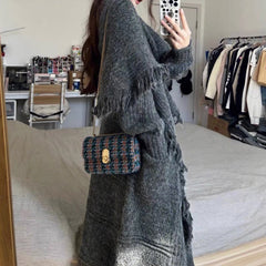 Long Alpaca Wool Sweater Coat, Women's Soft And Waxy Jacket,  Hand Knit Sweater Cardigan, Loose Korean Style, Knitwear, Womens Clothing Shopping