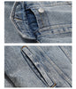 Image of Washed And Worn Mixed Cotton Loose Thickened Denim Jacket Shopping