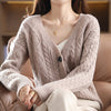 Image of Women's V-Neck Retro Twist Sweater Jacket Shopping