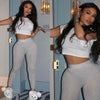 Image of Crop-top Short Sleeve T-shirt Casual Pants Two-piece Set Shopping