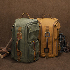 Men's Outdoor Leisure Waterproof Large Capacity Canvas Vintage Backpack Shopping