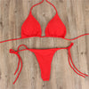 Image of 2pcs Halterneck Lace-up Bikini Women Summer Solid Color Sexy Split Strap Adjustable Swimsuit Suit Shopping