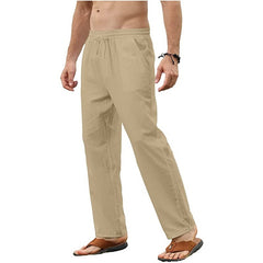 Men's Solid Color Cotton And Linen Trousers Slim Casual Pants Shopping