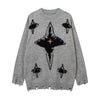 Image of Dark Idle Style Cross Cat Beard Color Matching Sweater Shopping