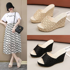 Image of European And American Peep-toe Slippers Wedge Platform Platform