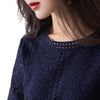 Image of Loose Temperament Hollow-out Three-quarter Sleeve Straight Skirt Shopping