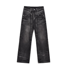 Washed Old Wide Leg Denim Trousers For Men Shopping