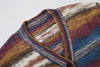 Image of Striped Yarn-dyed V-neck Cardigan Sweater Shopping