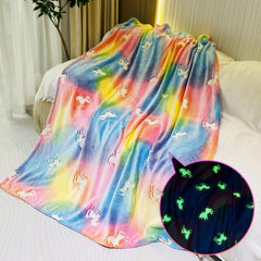 Glow In The Dark Throw Blanket, Blanket For Girls, Luminous Kids Blanket, Soft Blankets For 3,4,5,6,7,8,9,10 Year Old Girl Birthday Christmas Thanksgiving Gifts Shopping