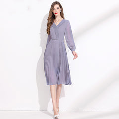 Dark Purple Long-sleeved Chiffon Dress Shopping