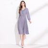 Image of Dark Purple Long-sleeved Chiffon Dress Shopping