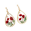 Image of Drop-shaped Epoxy Leaf-shaped Flowers Earrings Shopping