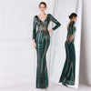 Image of New Banquet Elegant Long-sleeved Sequined Aura Queen Fishtail Dress Shopping