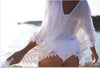 Image of Fashion Solid Color Beach Bikini Lace White Blouse Shopping