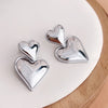 Image of 18K Gold Stainless Steel Heart-shaped Gold And Silver Color Matching Earrings Shopping