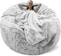 Bean Bag Chair Coverit Was Only A Cover, Not A Full Bean BagChair Cushion, Big Round Soft Fluffy PV Velvet Sofa Bed Cover, Living Room Furniture, Lazy Sofa Bed Cover,5ft Snow Gray Shopping