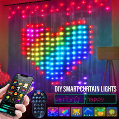 Smart LED RGB Curtain String Lights Bluetooth APP Control Christmas Fairy Light Garland DIY Picture Display Party Wedding Decor Shopping