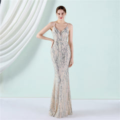 Women's Long Sequin Party Evening Dress