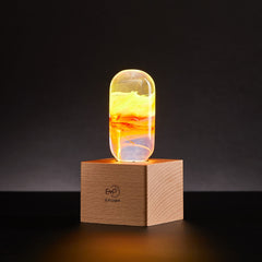 Image of EP LIGHT FLAME LED Bulb Table Lamp, Vintage Style Wooden Table Lamp For Livingroom Bedroom