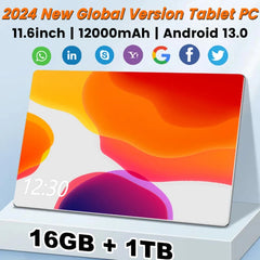 Image of 2024 Global Version 11.6 Inch Tablet Android 16GB Ram 1TB Rom Android 13.0 12000mAh Network Bluetooth 4G 5G Tablets Pc Brand New