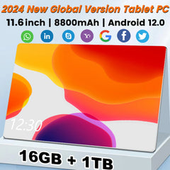 2024 Global Version 11.6 Inch Tablet Android 16GB Ram 1Tb Rom Android 12.0 8800Mah Network Bluetooth free shipping Tablets Pc Shopping111